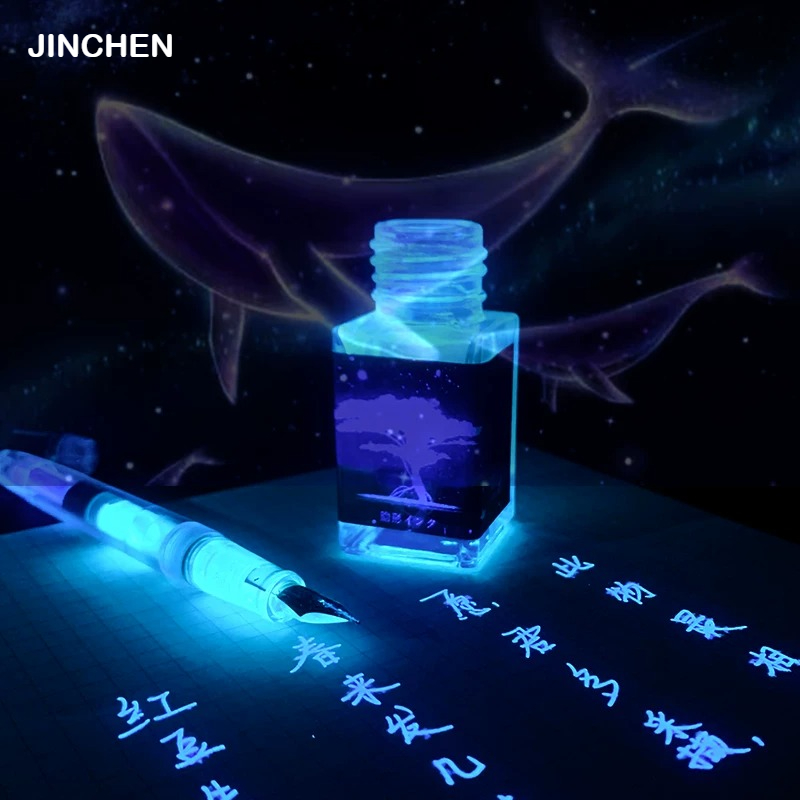 Fountain Pen Bottled Ink - JINCHEN ปากกาหมึกซึมเรืองแสงสีสันสดใสหมึกเรืองแสงสีม่วงสำหรับไดอารี่ขวดหมึกสีเครื่องเขียนอุปกรณ์สำนักงานโรงเรียน