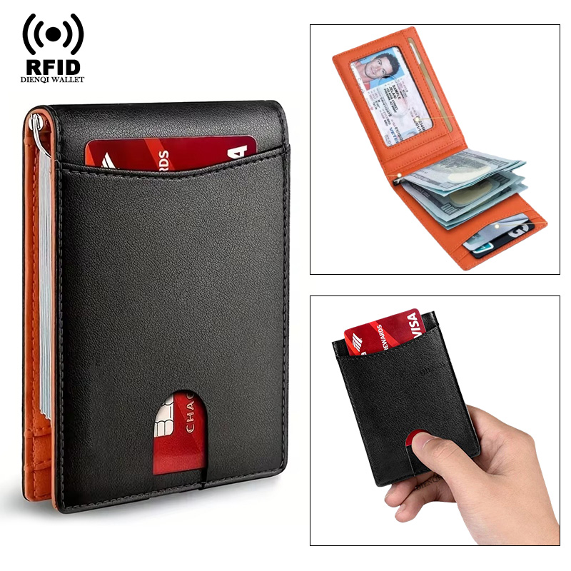 Index Card Holder - ผู้ถือบัตรเครดิตผู้ถือบัตรเครดิตหนังกระเป๋าสตางค์อัจฉริยะบางเฉียบสำหรับผู้ชายคลิปเงิน RFID ปิดกั้นบางอุปกรณ์ธุรกิจ