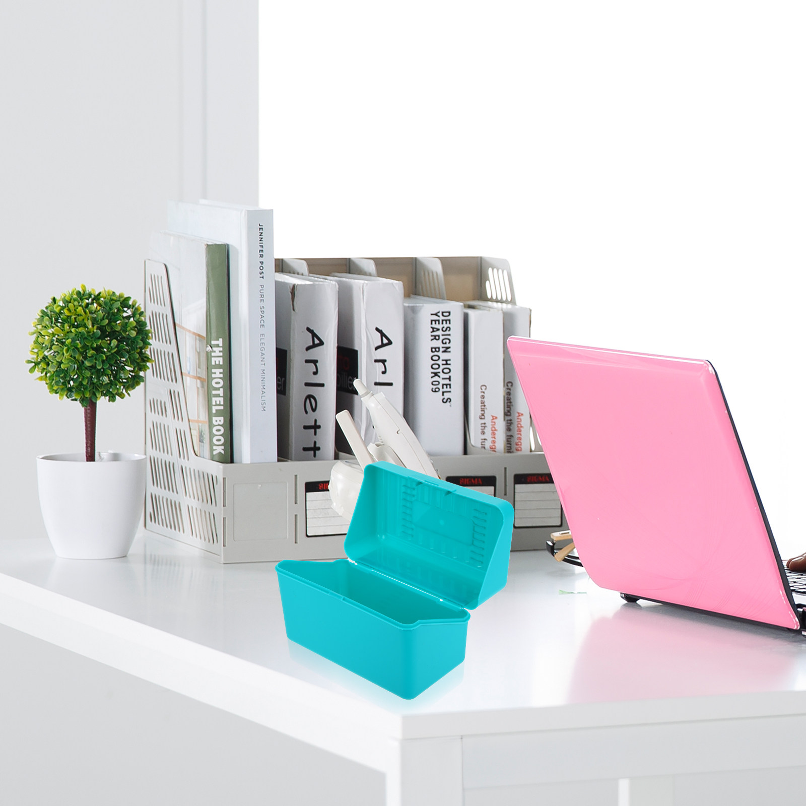 Index Card Holder - กล่องเก็บแฟ้มการ์ดดัชนี 4 ชิ้น วัสดุพลาสติกแข็งหนา สำหรับจัดเก็บแฟลชการ์ด ขนาด