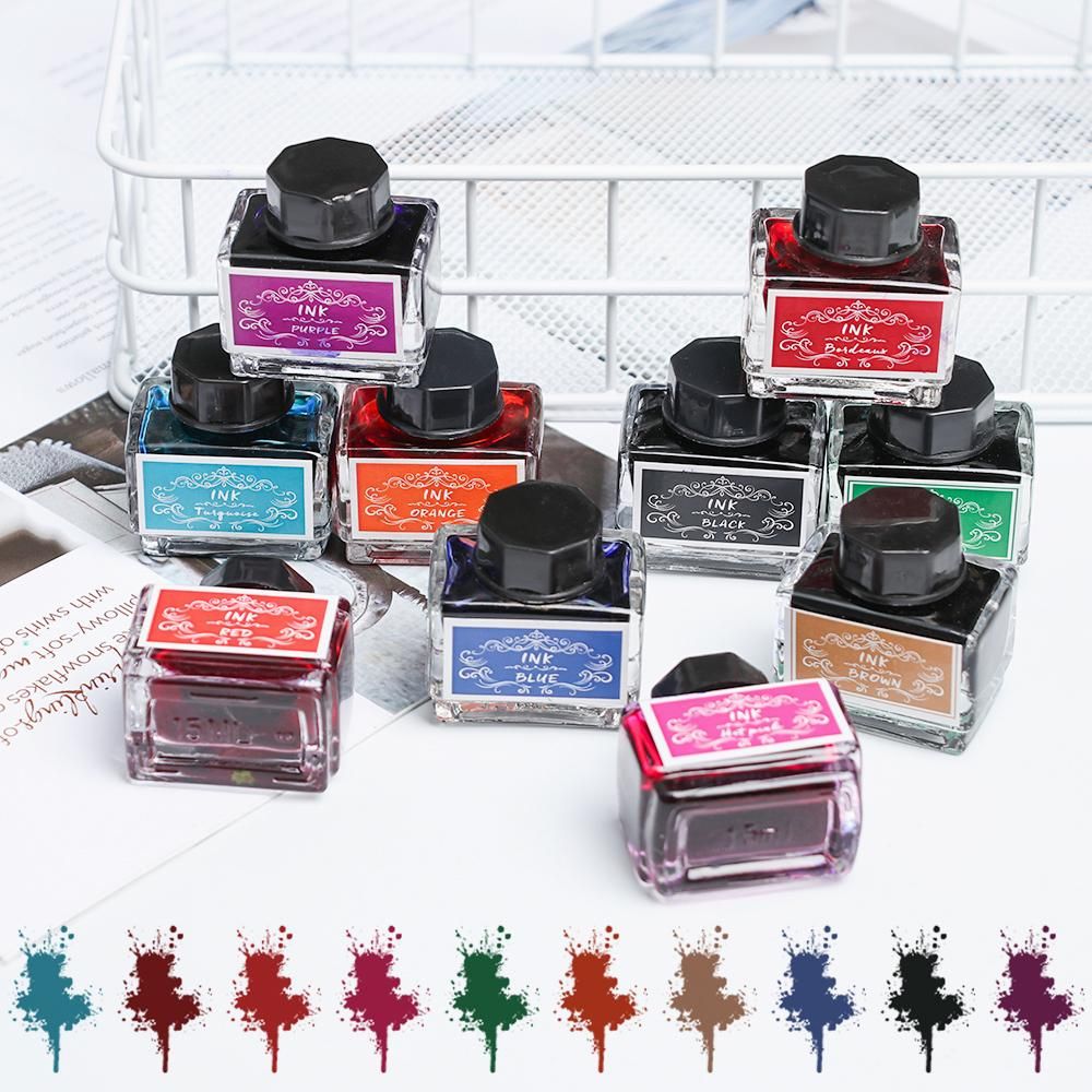 Fountain Pen Bottled Ink - หมึกปลอดคาร์บอนสำหรับปากกาหมึกซึม15มล. หมึกที่ไม่ใช่คาร์บอนปากกาหัวแร้งเครื่องเขียนปากกาหมึกสำหรับเครื่องพิมพ์หมึกสารเคมี