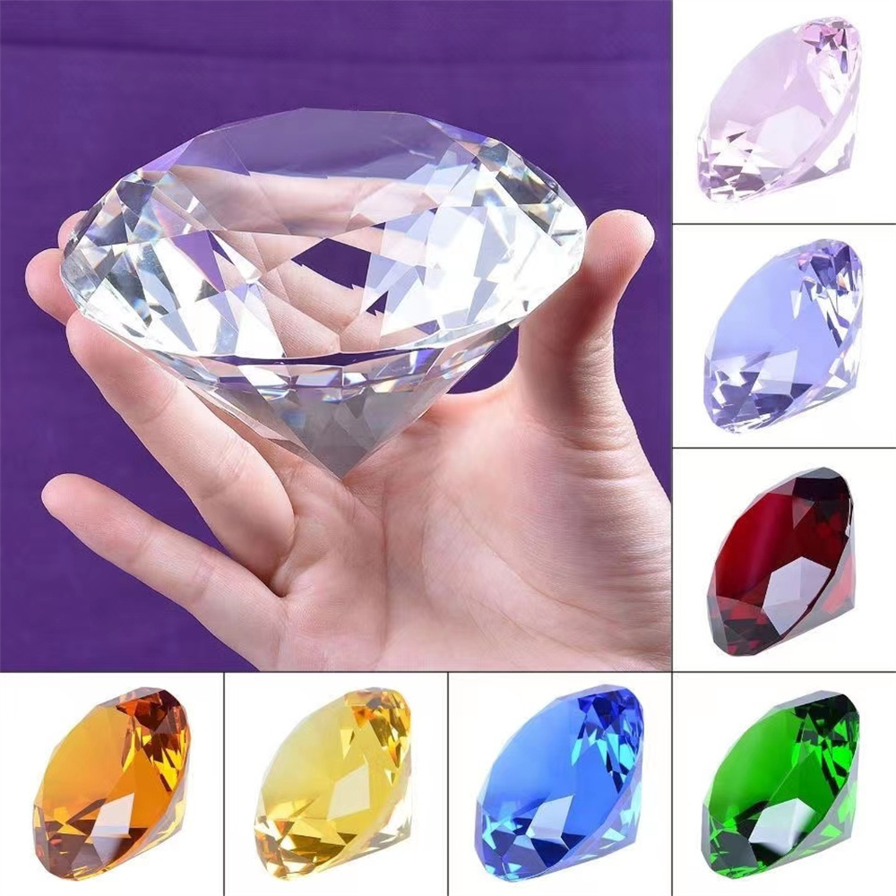Paper Weight Crystal - แก้วคริสตัลรูปเพชรที่ทับของตกแต่ง kado ulang tahun พลอยขนาดยักษ์เครื่องประดับโต๊ะสำนักงานแต่งงาน10สี