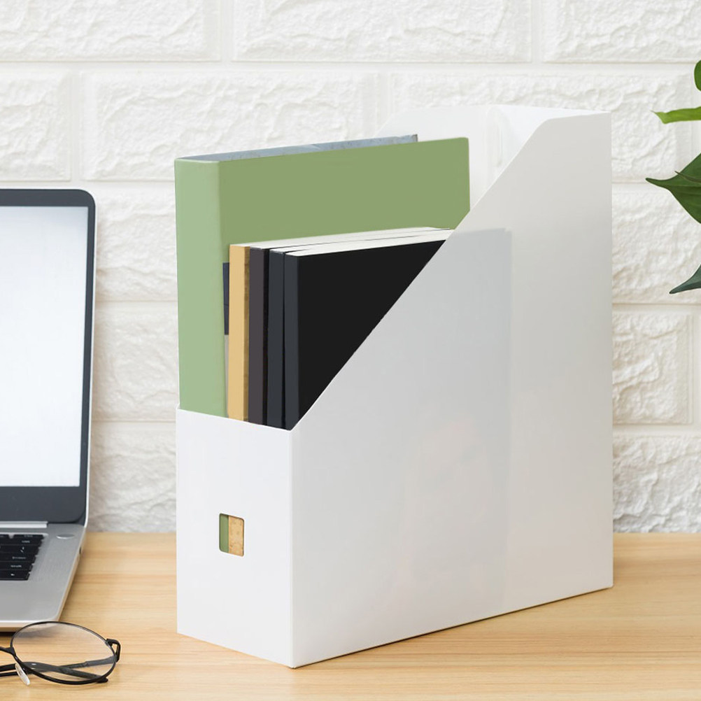 Magazine Holder Rack - กล่องจัดเก็บเอกสารพลาสติก 4 ชิ้น แบบใส แนวตั้ง ที่วางเอกสารบนโต๊ะทำงาน