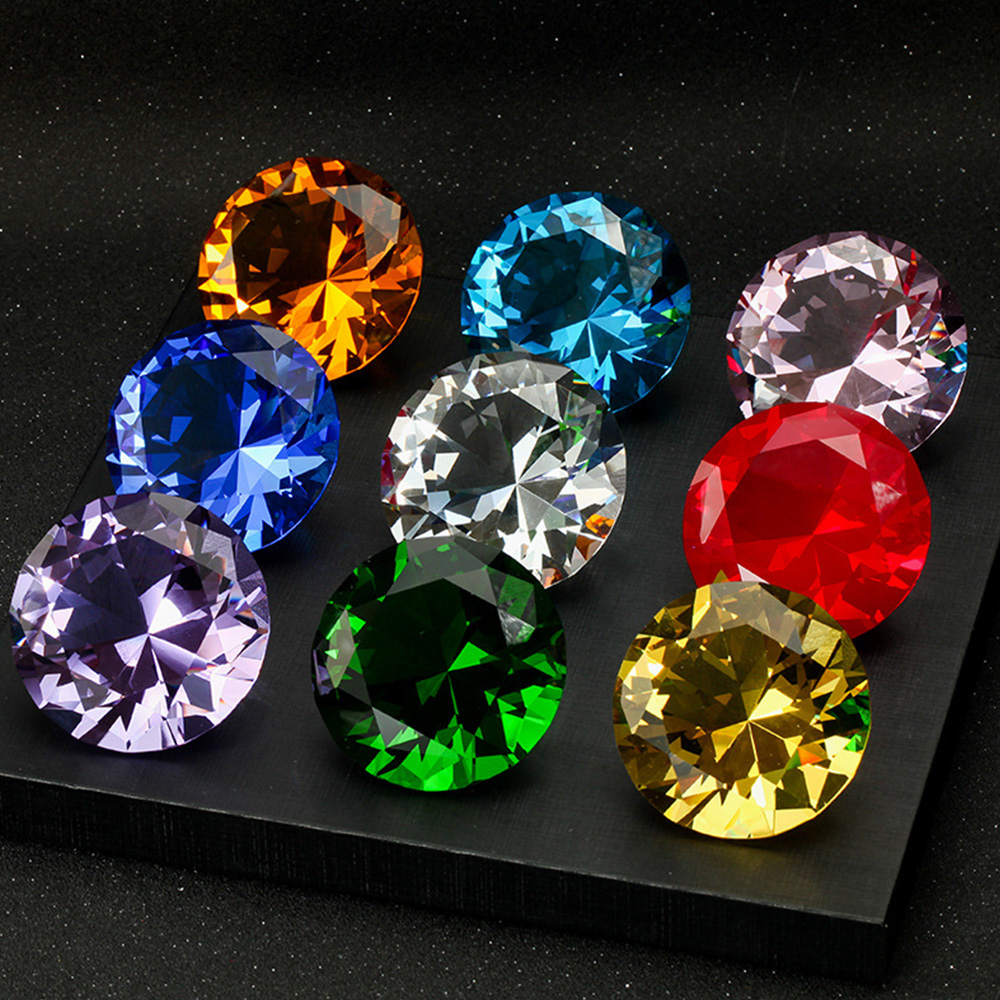 Paper Weight Crystal - 10 สีคริสตัลเพชรรูป Paperweight ตกแต่งตัดแก้วอัญมณียักษ์งานแต่งงานเครื่องประดับคริสต์มาสของขวัญ