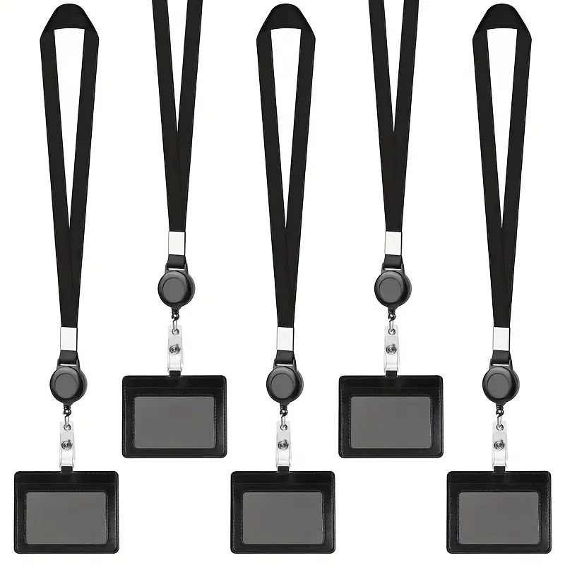Index Card Holder - ที่ใส่บัตรเข้าโรงงานพร้อมห่วงคล้องแบบยืดได้; ที่ใส่บัตรประจำตุลาภ 1 ชิ้น พร้อมเชือกแขวนและซิป